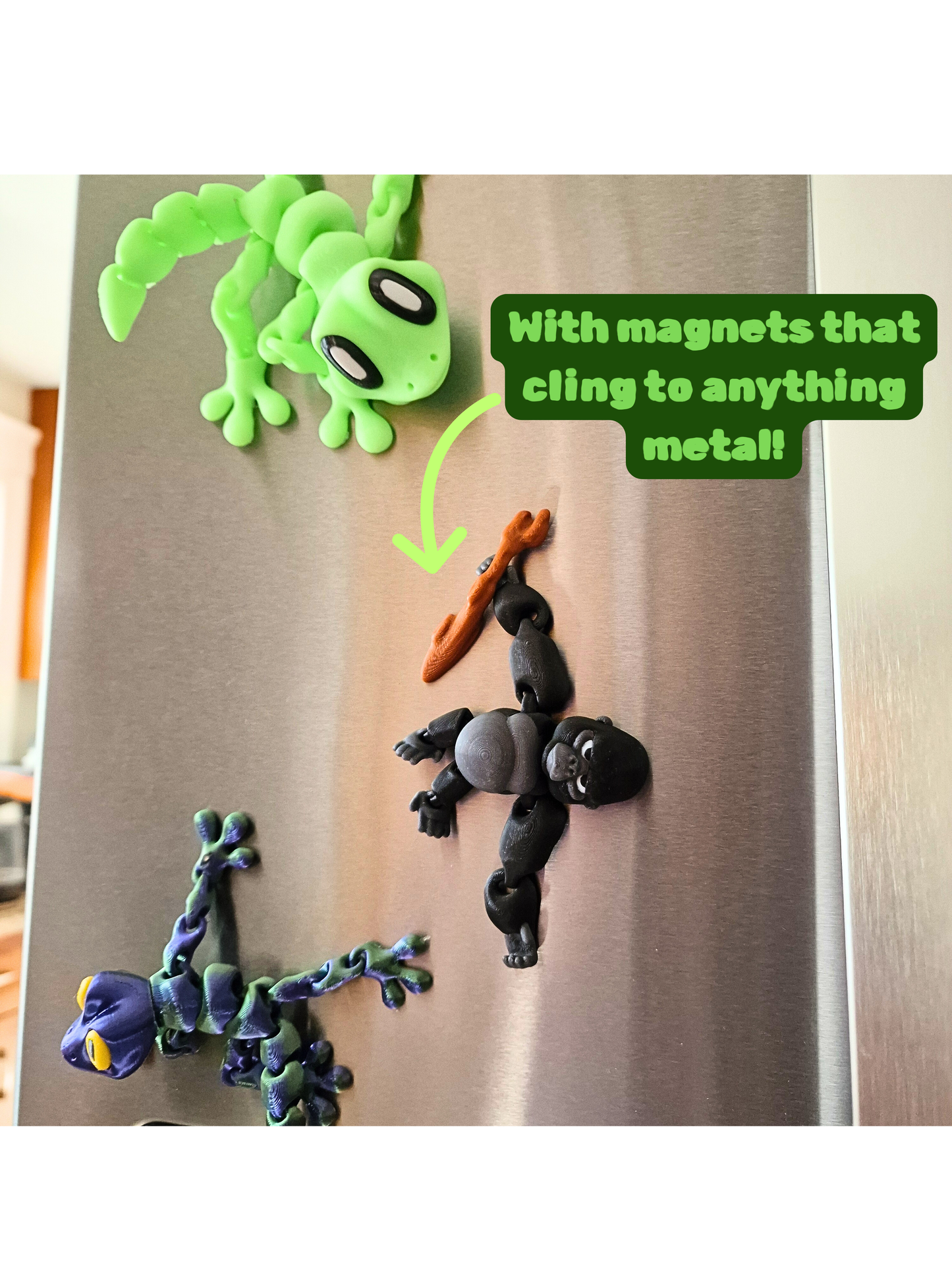 3D Printed Grumpy Gorilla – Articulated Toy with Magnetic Branch