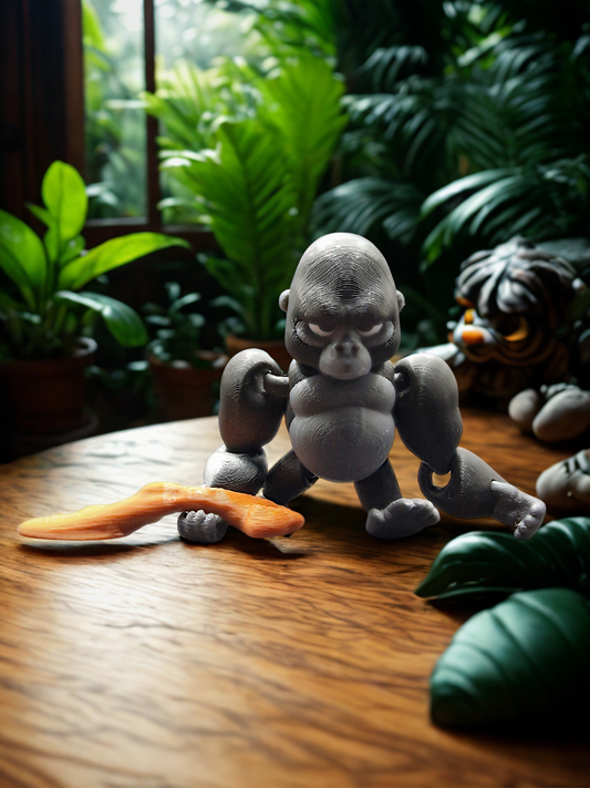 3D Printed Grumpy Gorilla – Articulated Toy with Magnetic Branch